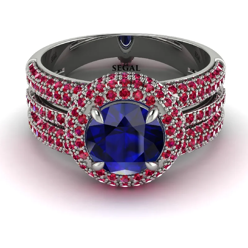 Ladies engagement rings sleek brilliance -Sapphire Halo Luxury Pave Engagement Ring - Sierra No. 60