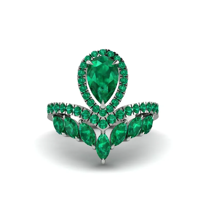 Ladies engagement rings for tech couples -Emerald Crown Radiance Engagement Ring - Aviana No. 21