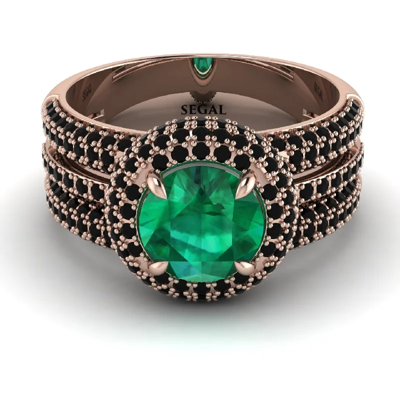 Ladies engagement rings stylish charm -Emerald Halo Luxury Pave Engagement Ring - Sierra No. 35