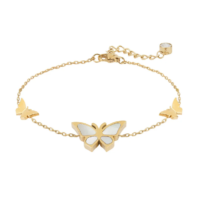 ladies-heart-link-bracelets-Women ButterFly Gold Bracelet