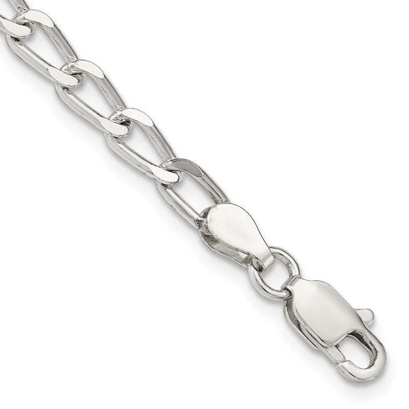 ladies-trendy-gold-bracelets-Sterling Silver 4.3mm Open Elongated Link Chain Bracelet