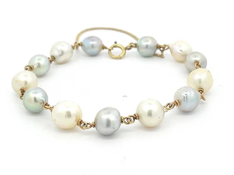 ladies-affordable-gold-bracelets-Baroque Pearl Bracelet in 14k Yellow Gold