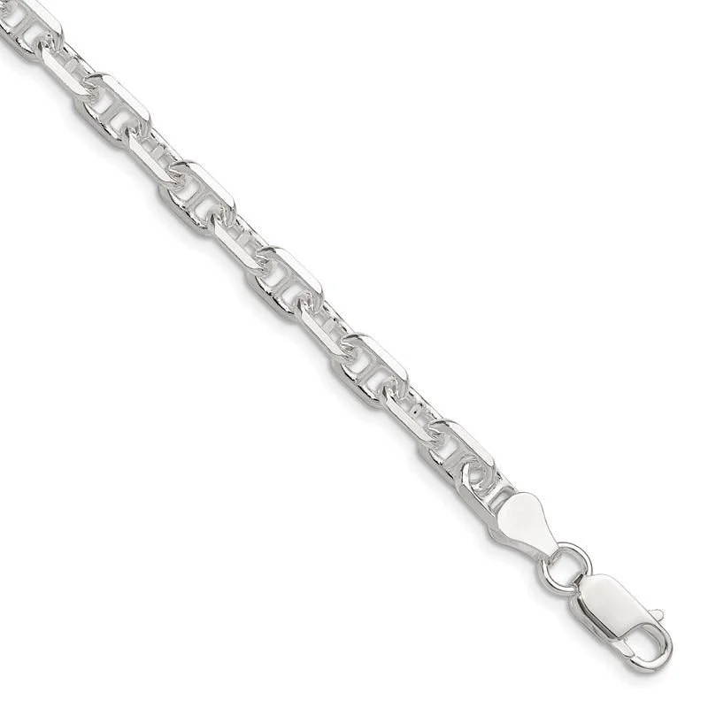 ladies-party-bangle-bracelets-Sterling Silver Polished and D/C 5.75mm Marine Link Chain Bracelet