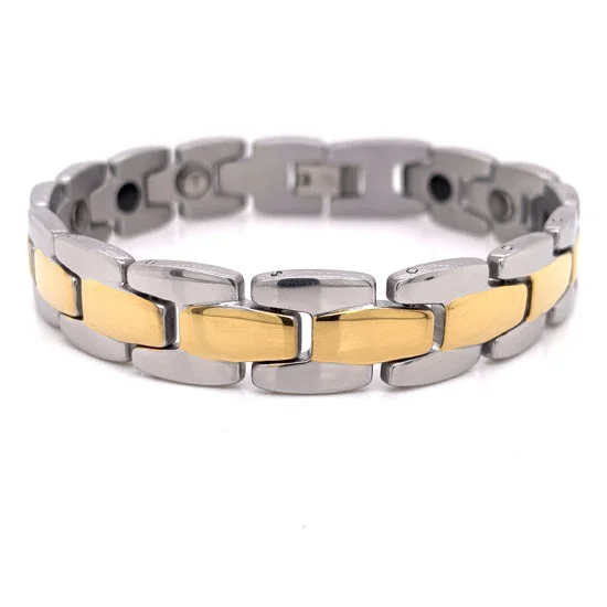 ladies-delicate-gold-bracelets-Stainless Steel & Gold PVD Coated Magnetic Bracelet / MBS0021