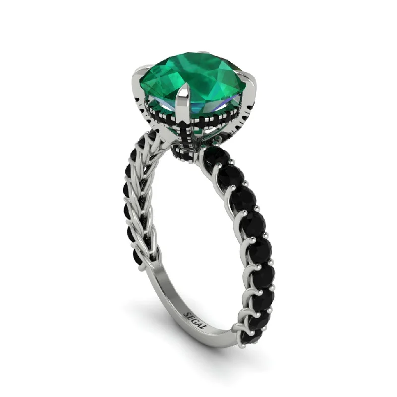 Ladies engagement rings ocean-inspired -Emerald Twisted Band Halo Engagement Ring - Avianna No. 36