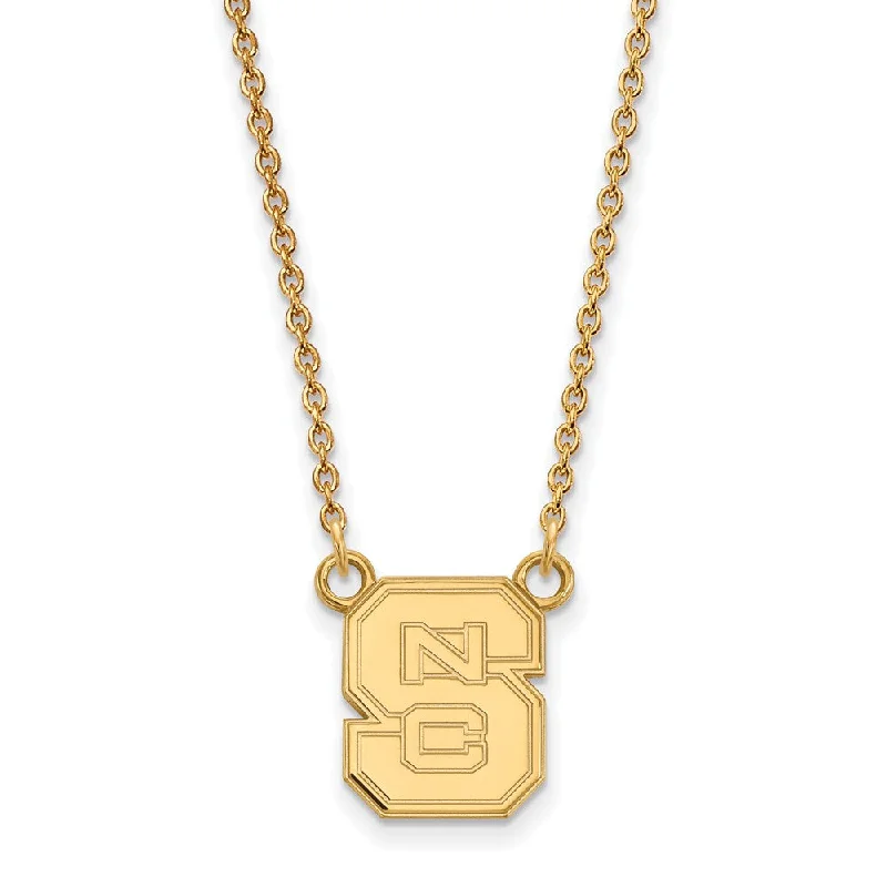 ladies-birthstone-layered-necklaces-14k Gold Plated Silver North Carolina Sm 'NCS' Pendant Necklace