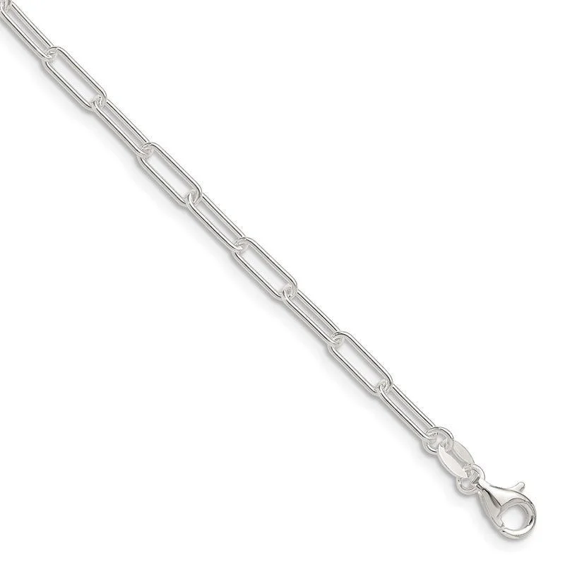 ladies-rustic-rose-gold-bracelets-Sterling Silver Polished 3mm Elongated Cable Chain Bracelet