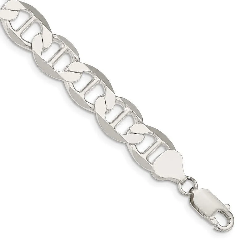 ladies-diamond-link-bracelets-Sterling Silver 9.95mm Flat Anchor Chain Bracelet