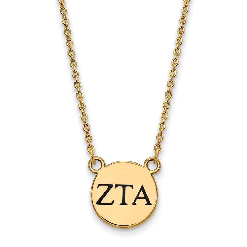 ladies-modern-pearl-necklaces-14K Plated Silver Zeta Tau Alpha Small Enamel Greek Letters Necklace