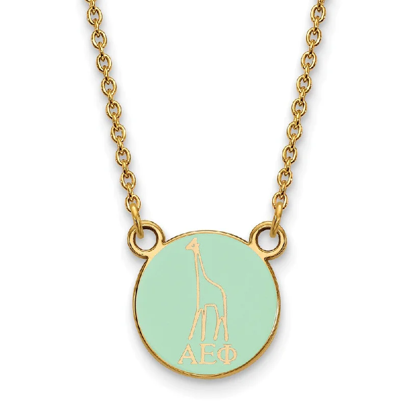 ladies-custom-gold-necklaces-14K Plated Silver Alpha Epsilon Phi XS (Tiny) Enamel Mascot Necklace