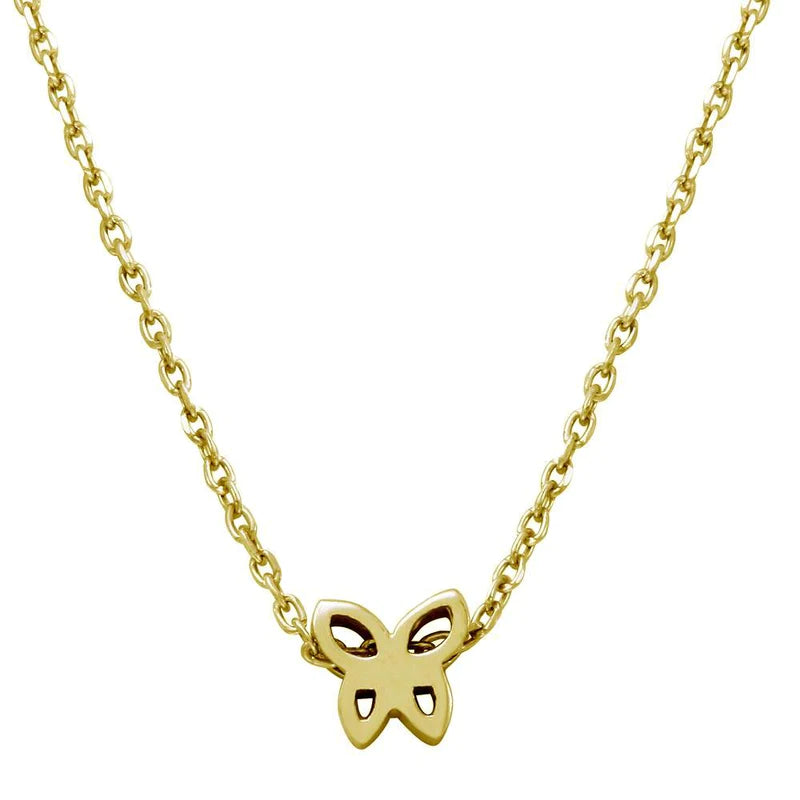 ladies-infinity-rose-gold-necklaces-Silver 925 Gold Plated Mini Butterfly Pendant Necklace