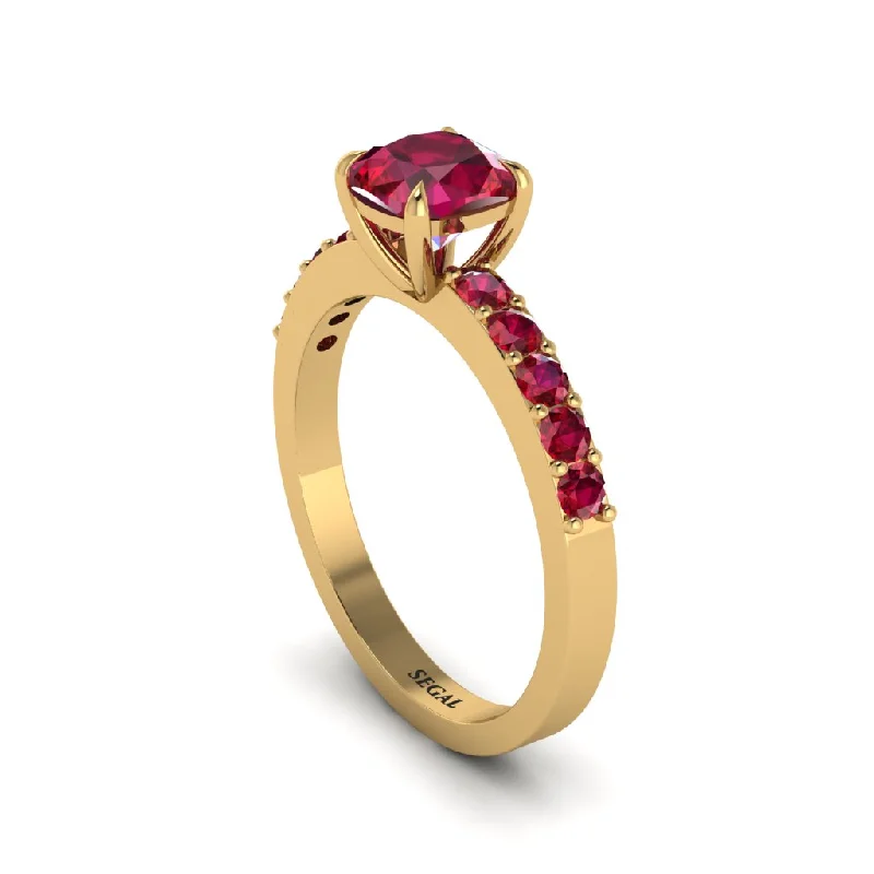 Ladies engagement rings artsy brilliance -Cushion-Cut Ruby Classic Elegance Engagement Ring - Demi No. 55