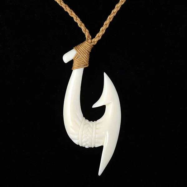 ladies-locket-rose-gold-necklaces-Cow Bone Handcrafted Fish Hook Necklace