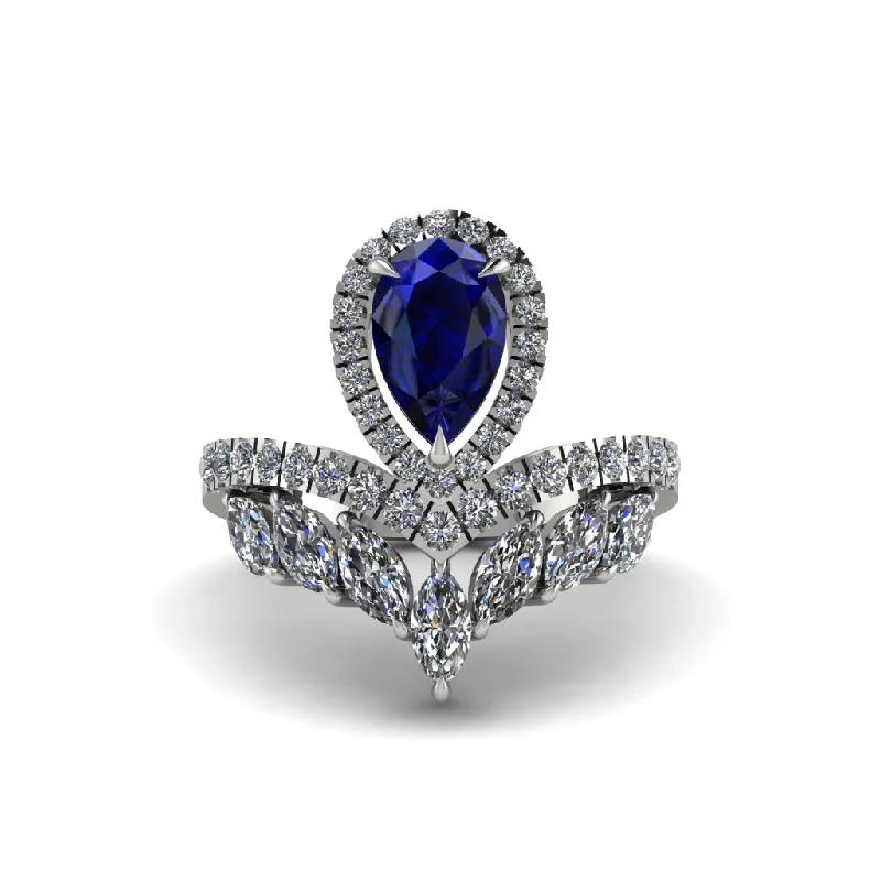 Ladies engagement rings for thoughtful pairs -Sapphire Crown Radiance Engagement Ring - Aviana No. 15