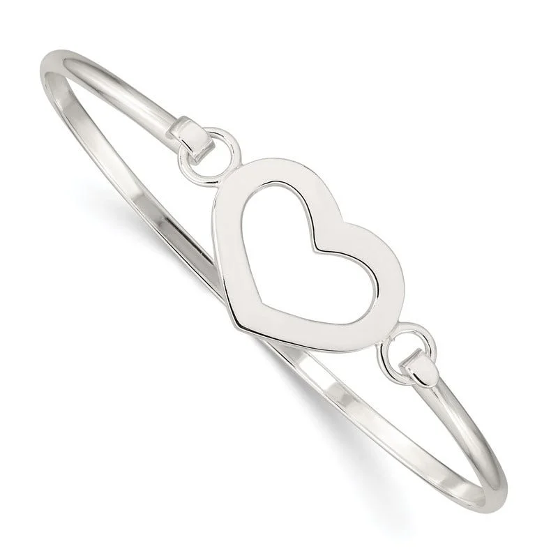 ladies-infinity-diamond-bracelets-Sterling Silver Heart Bangle Bracelet