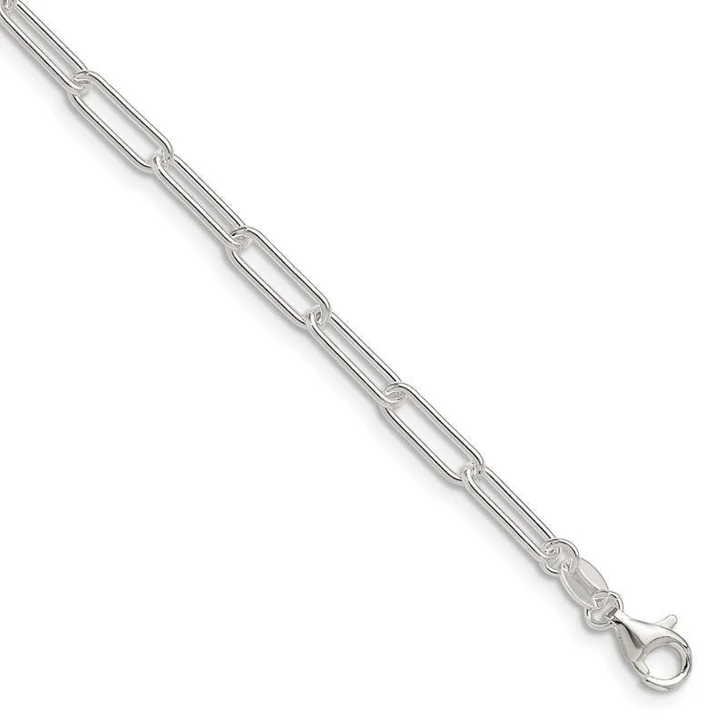 ladies-gemstone-link-bracelets-Sterling Silver Polished 3.5mm Elongated Cable Chain Bracelet