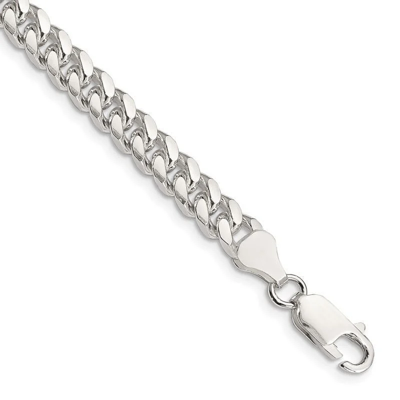 ladies-ethnic-silver-bracelets-Sterling Silver 6mm Domed w/ Side D/C Curb Chain Bracelet