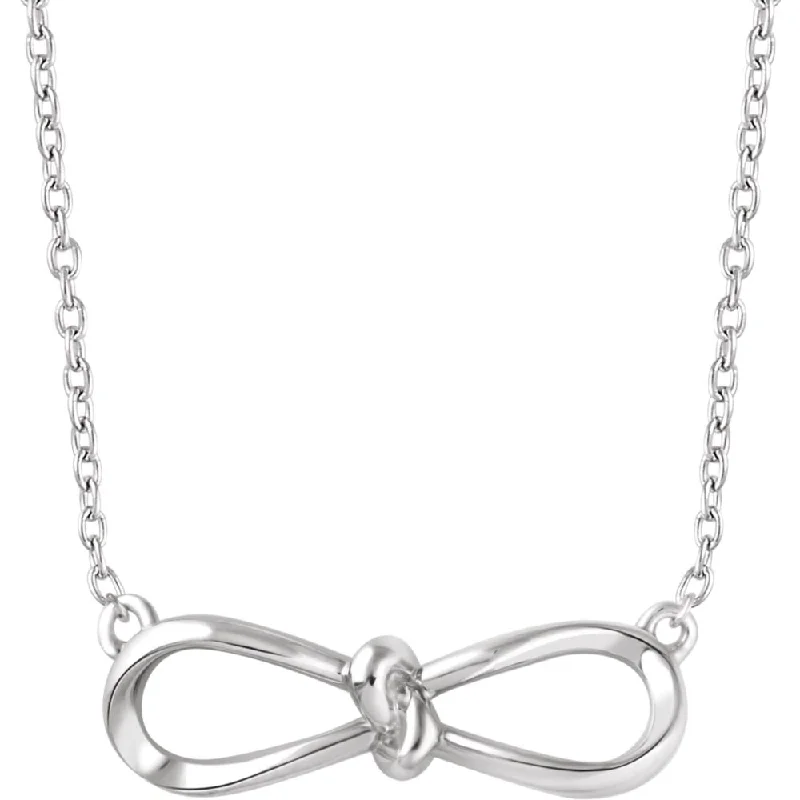 ladies-gift-rose-gold-necklaces-Sterling Silver Infinity Bow Necklace, 16-18 Inch