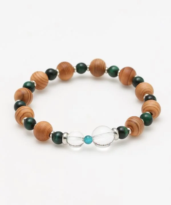 ladies-artisan-pearl-bracelets-YAKUSUGI, Crystal, Green Tiger Eye Bracelet