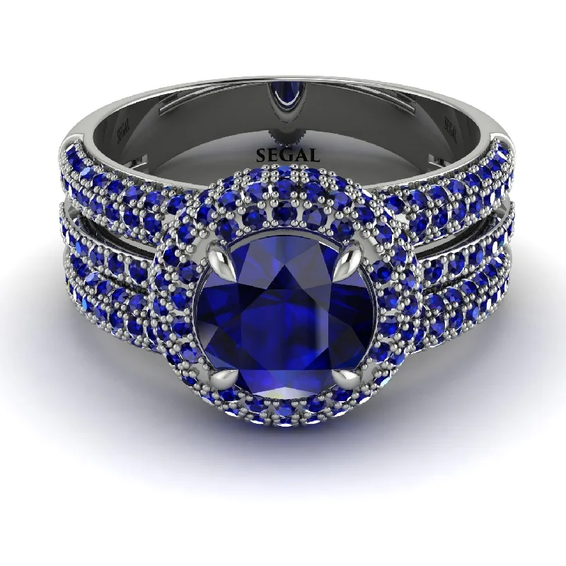 Ladies engagement rings for forever moments -Sapphire Halo Luxury Pave Engagement Ring - Sierra No. 75