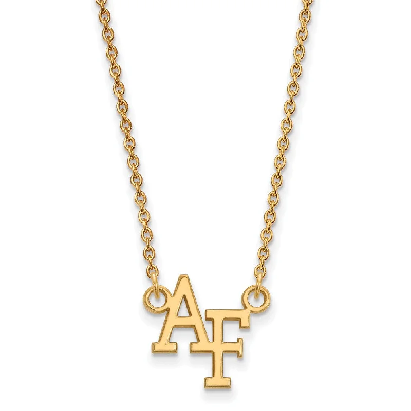 ladies-ethnic-gold-necklaces-14k Gold Plated Silver Air Force Academy Small Pendant Necklace