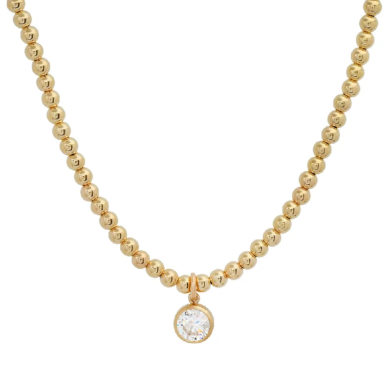 ladies-diamond-layered-necklaces-Gold beaded charm necklace