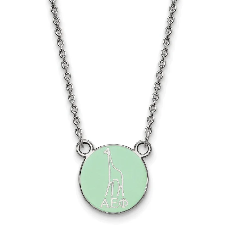 ladies-silver-choker-necklaces-Sterling Silver Alpha Epsilon Phi XS (Tiny) Enamel Mascot Necklace