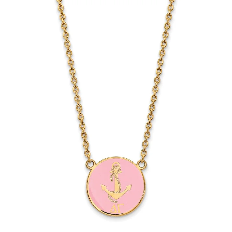 ladies-moon-gold-necklaces-14K Plated Silver Delta Gamma Large Enamel Logo Necklace