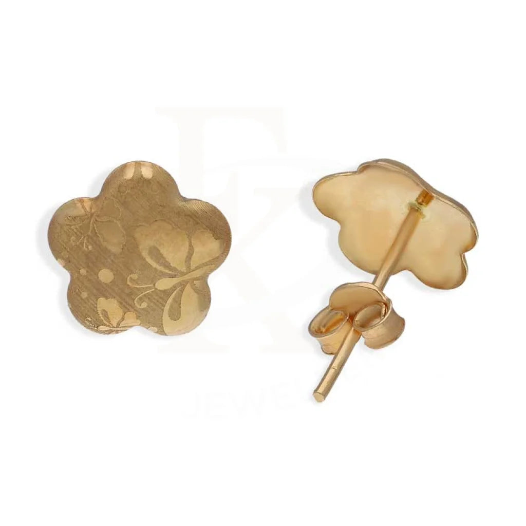 Ladies earrings for painters -Gold Flower Stud Earrings 18KT - FKJERN18K3086