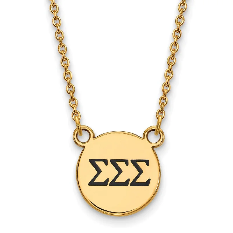 ladies-minimalist-pearl-necklaces-14K Plated Silver Sigma Sigma Sigma Sm Enamel Greek Letters Necklace