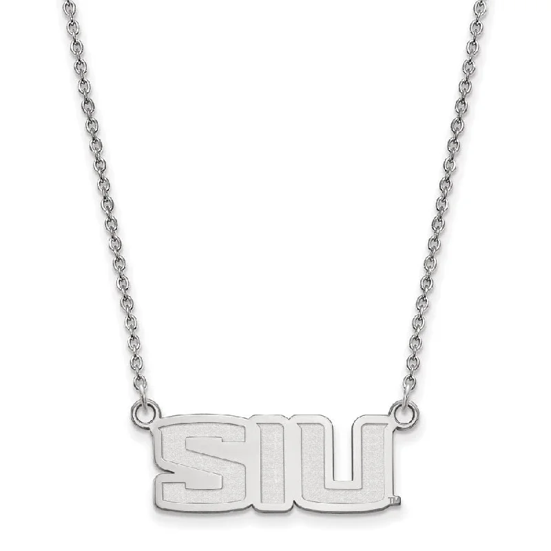 ladies-wedding-gold-necklaces-Sterling Silver Southern Illinois U Small Pendant Necklace