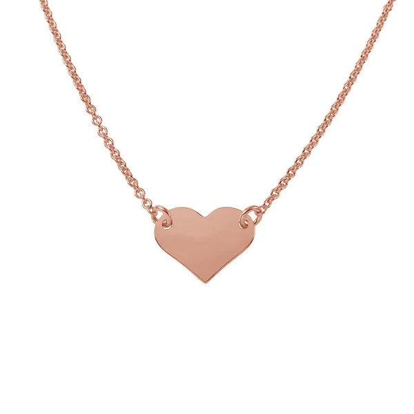 ladies-fashion-diamond-necklaces-Sterling Silver 925 Rose Gold Plated High Polished Heart Necklace