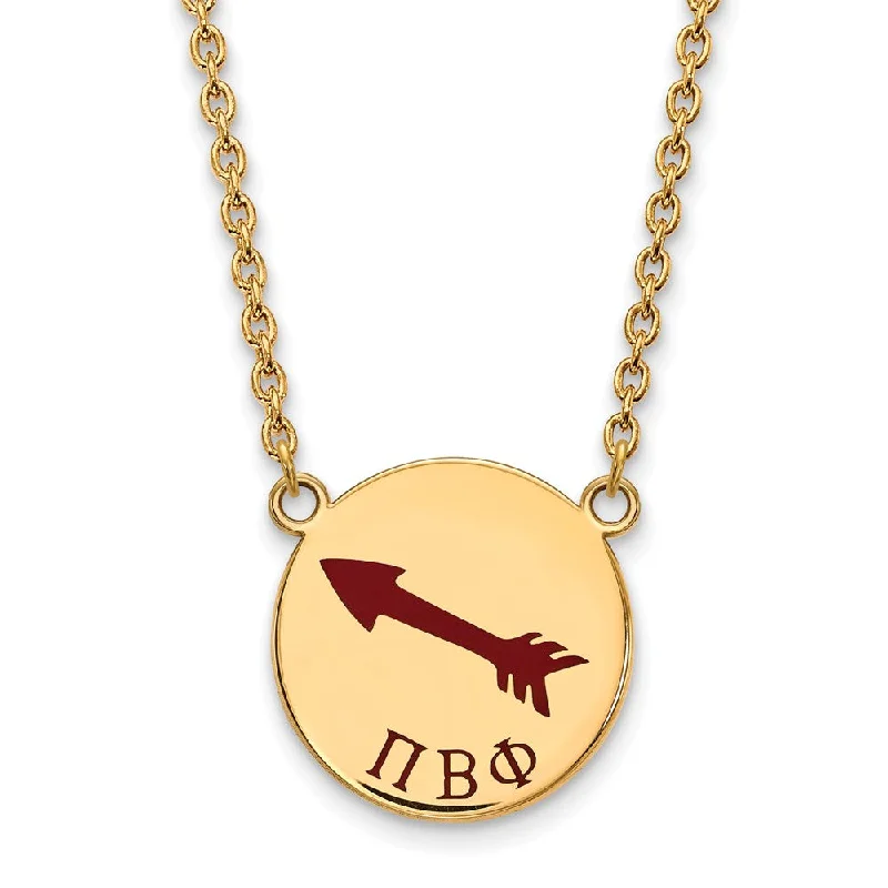 ladies-sterling-silver-layered-necklaces-14K Plated Silver Pi Beta Phi Large Enamel Necklace