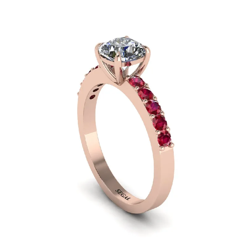 Ladies engagement rings with ruby diamonds -Cushion-Cut Diamond Classic Elegance Engagement Ring - Demi No. 47