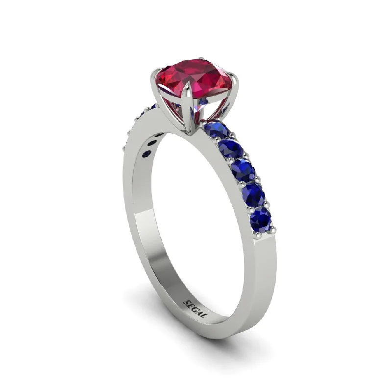 Ladies engagement rings bold elegance -Cushion-Cut Ruby Classic Elegance Engagement Ring - Demi No. 72