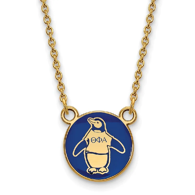 ladies-ethnic-gold-necklaces-14K Plated Silver Theta Phi Alpha Small Enamel Mascot Necklace