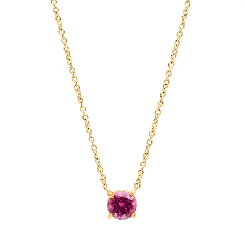 ladies-cross-diamond-necklaces-Pink Topaz Round necklace