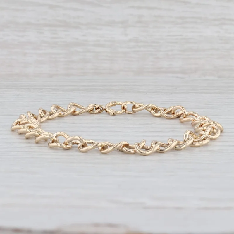 ladies-heart-charm-bracelets-Curb Chain Bracelet 14k Yellow Gold 7.75" 5.8mm