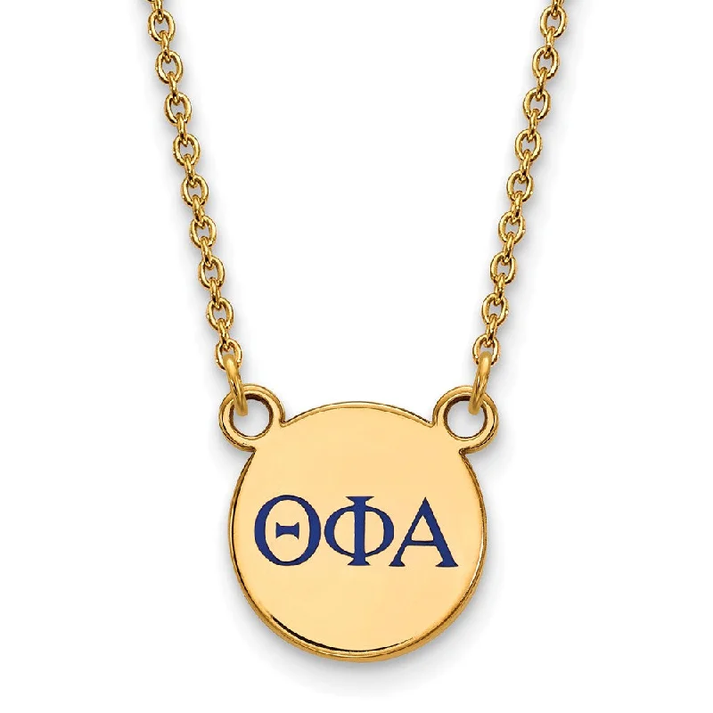 ladies-sterling-silver-choker-necklaces-14K Plated Silver Theta Phi Alpha Small Blue Enamel Greek Necklace