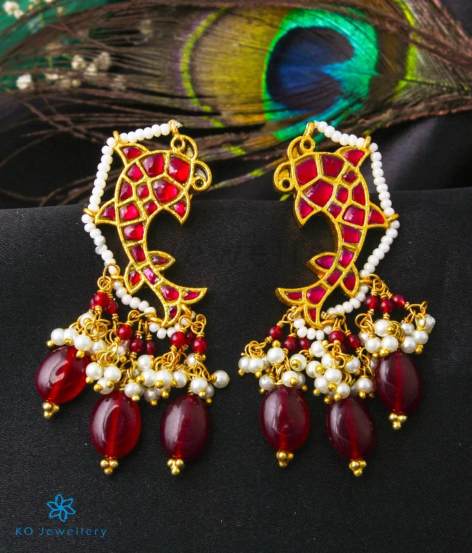 Ladies earrings fine studs -The Hayaa Silver Kundan Earrings