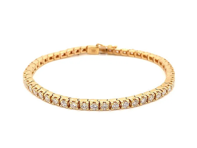 ladies-modern-diamond-bracelets-4.00 Carat Diamond Tennis Bracelet 14K Yellow Gold Round Diamonds F-G, SI1 6.75"