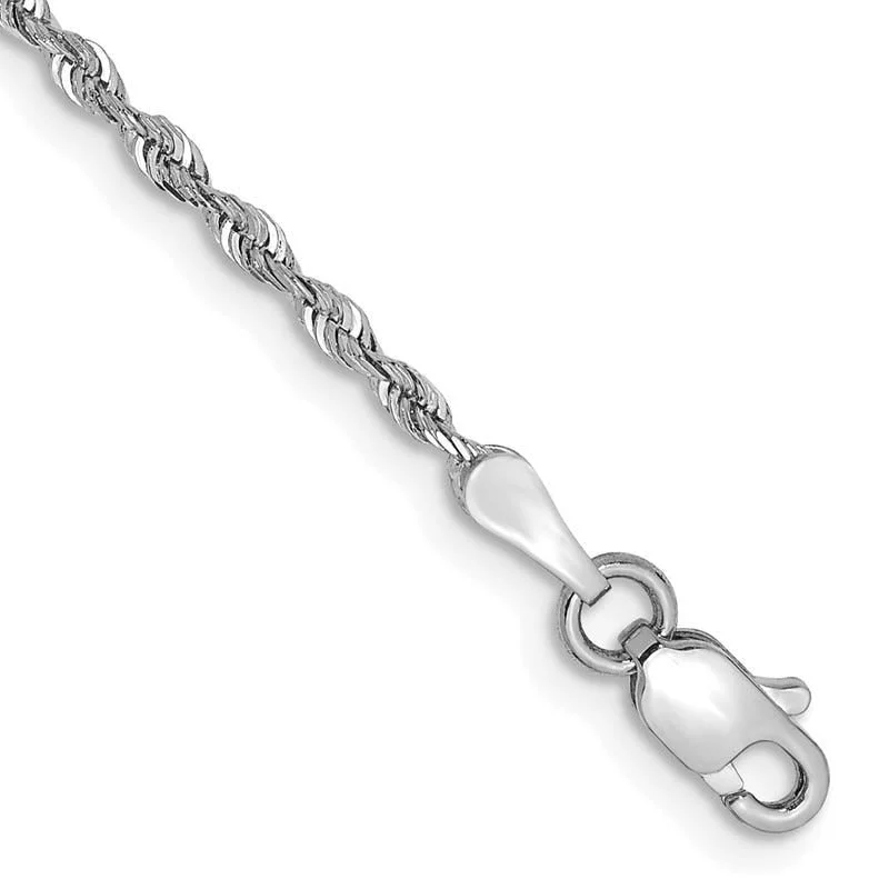 ladies-moon-pearl-bracelets-14K White Gold 8 Inch 1.85mm Diamond-cut Quadruple Rope Lobster Clasp Chain Bracelet