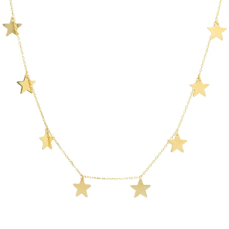 ladies-sterling-silver-layered-necklaces-14k Multi star necklace