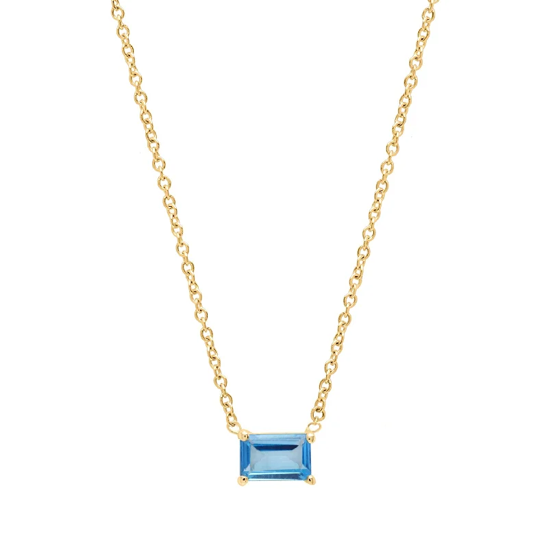 ladies-trendy-crystal-necklaces-Blue Topaz emerald cut necklace