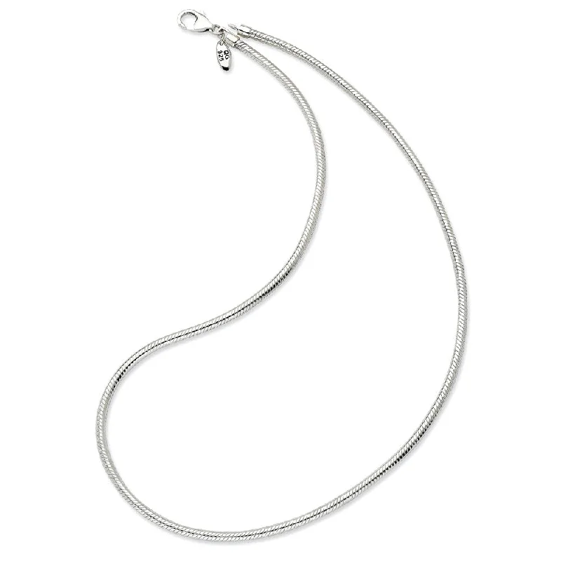 ladies-elegant-diamond-necklaces-17 Inch Artisan Snake 3mm Necklace for Charms in Silver for 4mm Charms