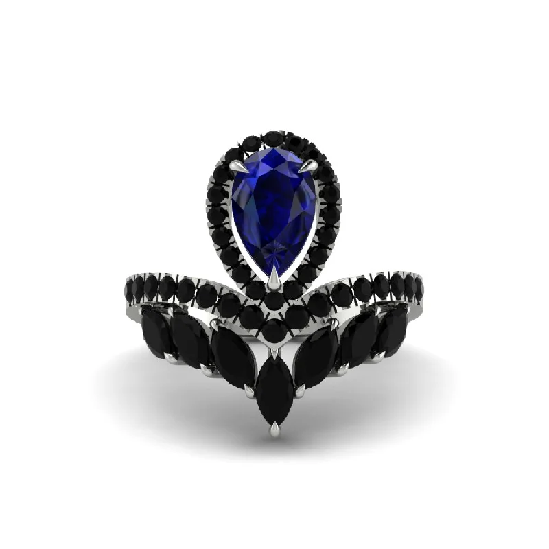 Ladies engagement rings for fearless love -Sapphire Crown Radiance Engagement Ring - Aviana No. 45