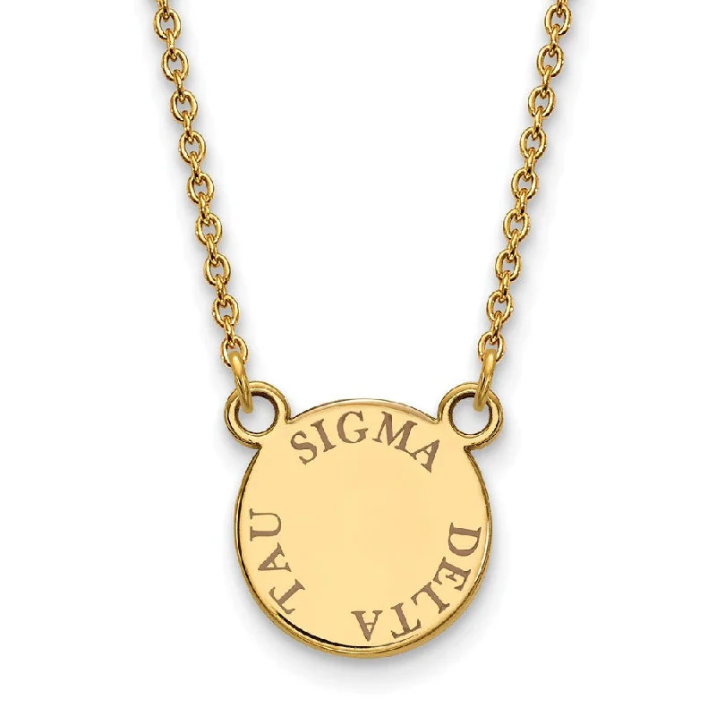 ladies-affordable-diamond-necklaces-14K Plated Silver Sigma Delta Tau Small Brown Enamel Necklace