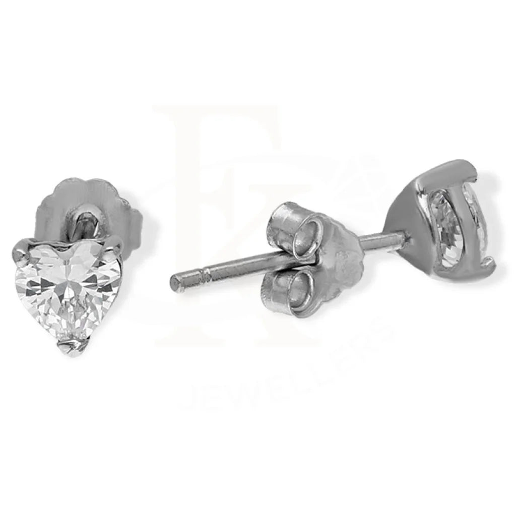 Ladies earrings flowing shapes -Sterling Silver 925 Heart Shaped Solitaire Stud Earrings - FKJERNSL3142