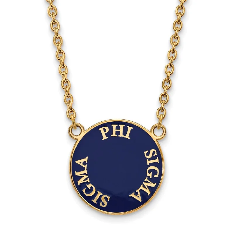 ladies-everyday-pearl-necklaces-14K Plated Silver Phi Sigma Sigma Large Enamel Disc Necklace