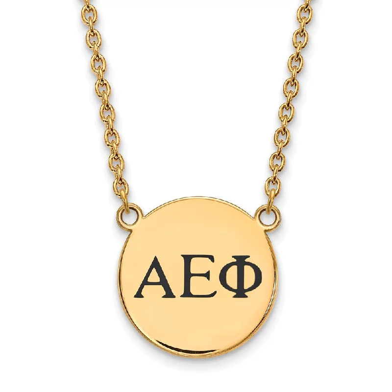 ladies-ethnic-silver-necklaces-14K Plated Silver Alpha Epsilon Phi Small Enamel Greek Necklace